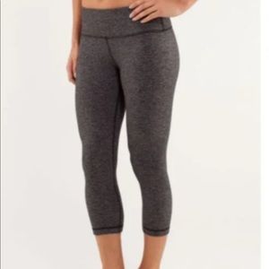Lululemon Wunder Under Leggings Gray Cropped Workout Pants Size 6 Medium